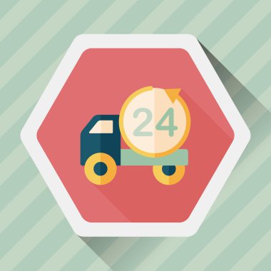 24 saat alışveriş navlun taşıma uzun gölge, düz simgesiyle e