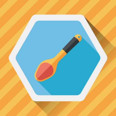 Uzun Gölge, eps10 ile mutfak eşyaları kaşık düz simgesi