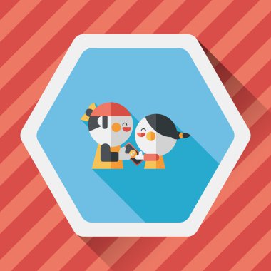 Sevgililer alışveriş uzun gölge, eps10 düz simgesiyle