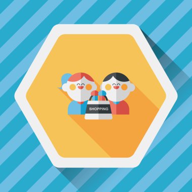 Sevgililer alışveriş uzun gölge, eps10 düz simgesiyle