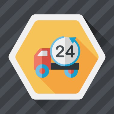 24 saat alışveriş navlun taşıma uzun gölge, düz simgesiyle e