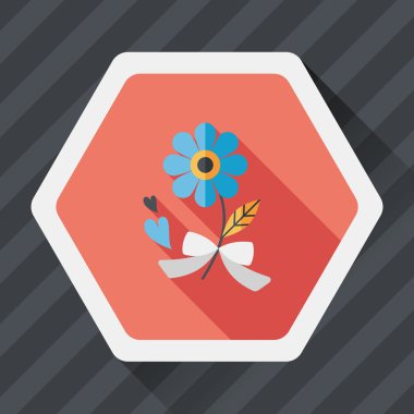 Sevgililer Günü çiçekleri uzun gölgeli düz ikon, eps10