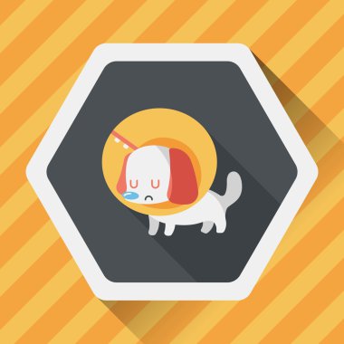 Evde beslenen hayvan Elizabethan yaka uzun gölge, eps10 düz simgesiyle