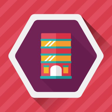 Bina daire düz simgesi ile uzun gölge, eps10