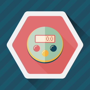 Uzun Gölge, eps10 ile mutfak eşyaları Zamanlayıcı düz simgesi