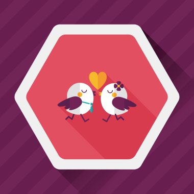 Sevgililer sevgilisi kuş düz simgesi ile uzun gölge, eps10