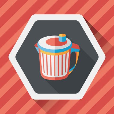 Uzun Gölge, eps10 ile mutfak eşyaları çöp düz simgesi