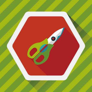 Uzun Gölge, eps10 ile mutfak eşyaları makas düz simgesi