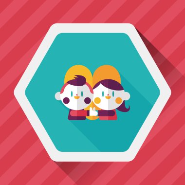 Uzun Gölge, eps10 ile Sevgililer günü Çift düz simgesi