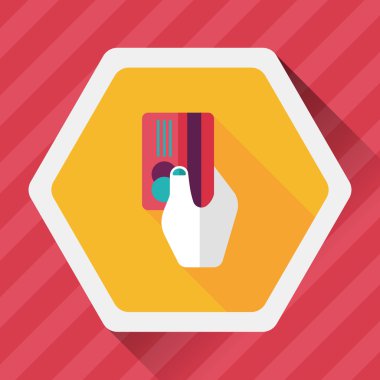 Uzun Gölge, eps10 ile alışveriş kredi kartı düz simgesi