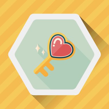 Sevgililer sevgilisi tuş kilidi düz simgesiyle uzun gölge, eps10