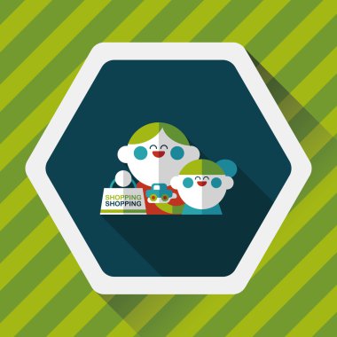 Anne ve çocuk düz simgesi uzun gölge, eps10 ile alışveriş