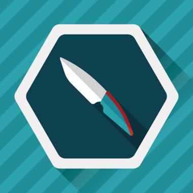 Uzun Gölge, eps10 ile mutfak eşyaları meyve bıçağı düz simgesi