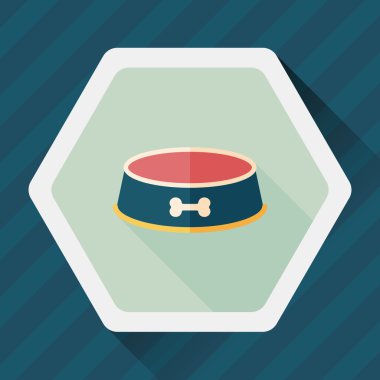 Uzun Gölge, eps10 ile evde beslenen hayvan köpek kase düz simgesi