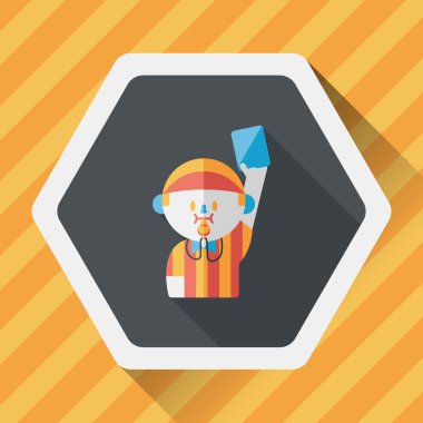 Futbol hakem düz simgesi ile uzun gölge, eps10