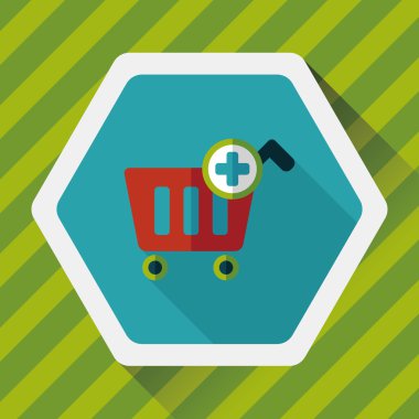 Uzun Gölge, eps10 ile alışveriş sepeti düz simgesi