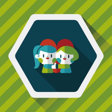 Uzun Gölge, eps10 ile Sevgililer günü Çift düz simgesi