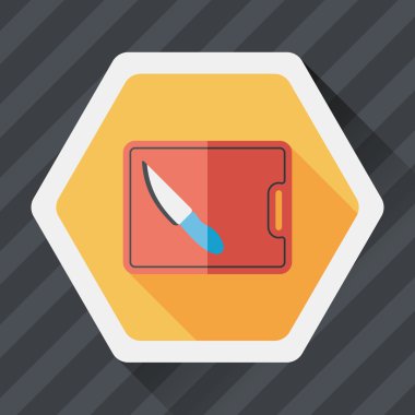 uzun gölge ile yönetim kurulu ve bıçak düz simgesi doğrama mutfak eşyaları,