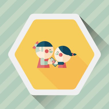 Sevgililer alışveriş uzun gölge, eps10 düz simgesiyle