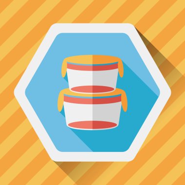 kapsayıcı düz simgesi uzun gölge, eps1 ile koruma mutfak eşyaları