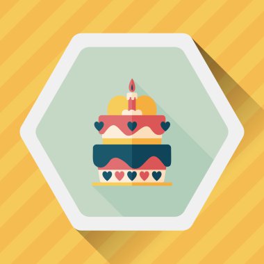 Uzun Gölge, eps10 ile Sevgililer günü pastası düz simgesi