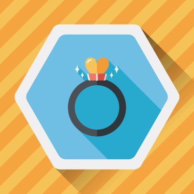 Uzun Gölge, ep ile Sevgililer günü kalp elmas yüzük düz simgesi