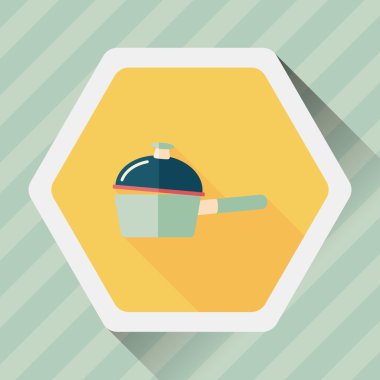Uzun Gölge, eps10 ile mutfak eşyaları pot düz simgesi