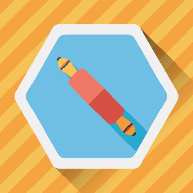 Uzun Gölge, eps10 ile mutfak eşyaları oklava düz simgesi