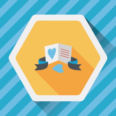 Sevgililer günü aşk mektubu düz simgesiyle uzun gölge, eps10