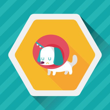 Evde beslenen hayvan Elizabethan yaka uzun gölge, eps10 düz simgesiyle