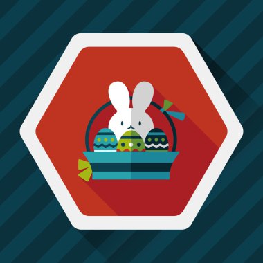 Paskalya tavşanı düz simgesi ile uzun gölge, eps10
