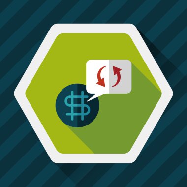 Döviz Alım Satım düz simgesi ile uzun gölge, eps10