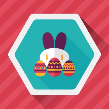 Paskalya tavşanı düz simgesi ile uzun gölge, eps10