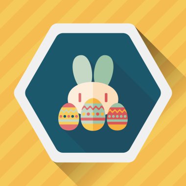 Paskalya tavşanı düz simgesi ile uzun gölge, eps10