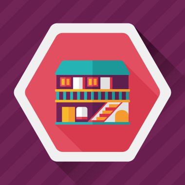 Bina evi uzun gölge, eps10 düz simgesiyle