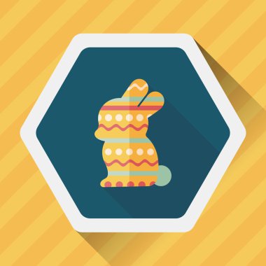 Paskalya tavşanı düz simgesi ile uzun gölge, eps10