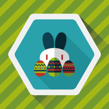 Paskalya tavşanı düz simgesi ile uzun gölge, eps10