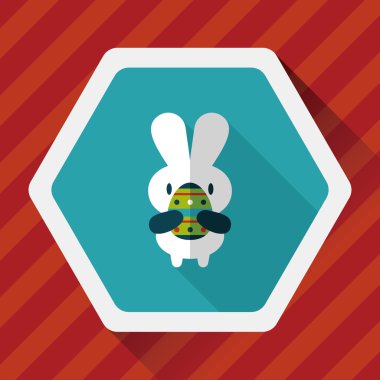 Paskalya tavşanı düz simgesi ile uzun gölge, eps10