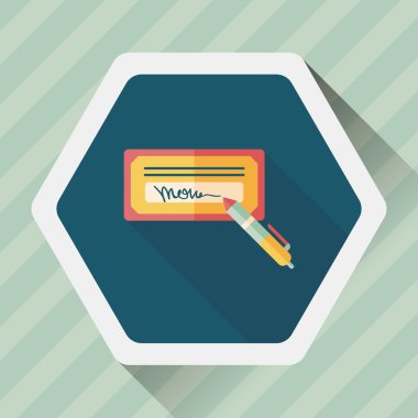 Fatura onay düz simgesi ile uzun gölge, eps10