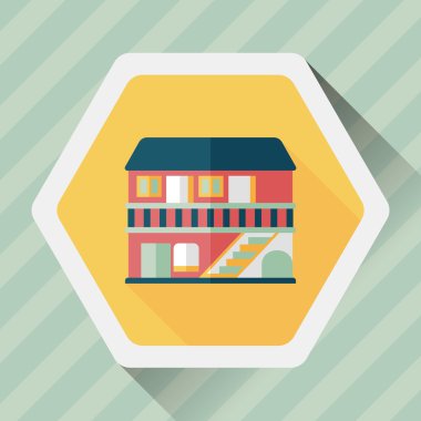 Bina evi uzun gölge, eps10 düz simgesiyle