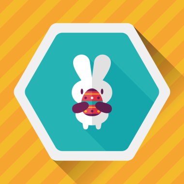 Paskalya tavşanı düz simgesi ile uzun gölge, eps10