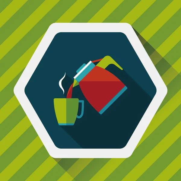 Hot tea flat icon with long shadow, eps10 — стоковый вектор