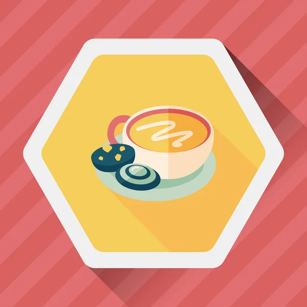 Coffee with chocolate flat icon with long shadow, eps10 — стоковый вектор