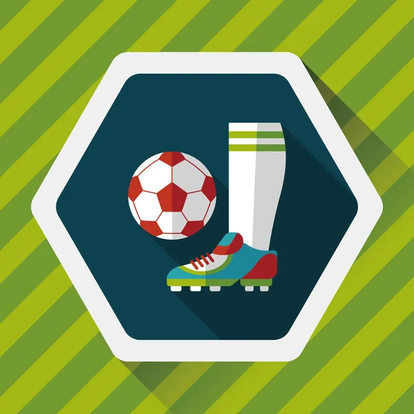 Soccer icône plate avec ombre longue, eps10 — Image vectorielle