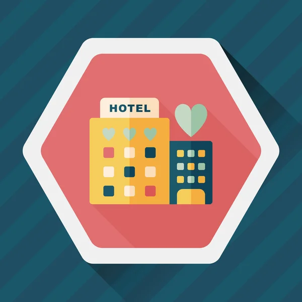 Walentynki hotel ikona płaski z długim cieniem, eps10 — Wektor stockowy