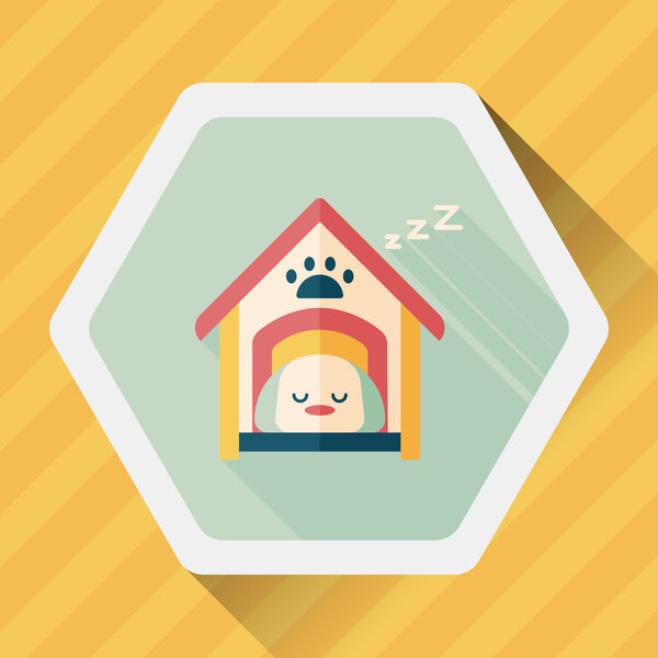 Pet dog house flat icon with long shadow,eps10