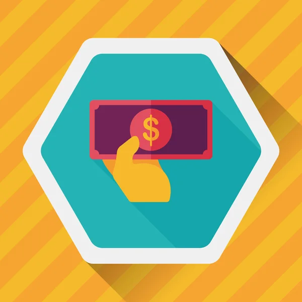 Shopping money cash flat icon with long shadow, eps10 — Vettoriale Stock