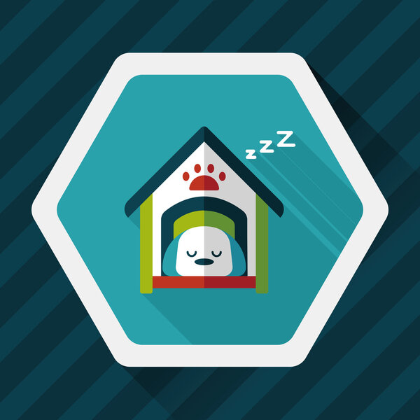Pet dog house flat icon with long shadow,eps10