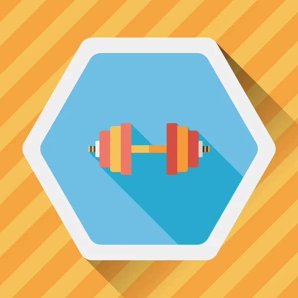 Dumbbell flat icon with long shadow, eps10 — стоковый вектор