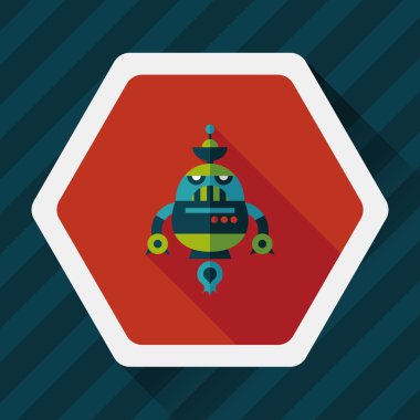 Robot kavramı uzun gölge, eps10 düz simgesiyle